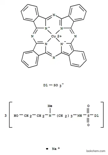 Molecular Structure of 167614-41-7 (Cuprate(1-), [C,C,C-tris[[[3-[(2-hydroxyethyl)methylamino]propyl]amino]sulfonyl]-29H,31H-phthalocyanine-C-sulfonato(3-)-kN29,kN30,kN31,kN32]-, sodium(1:1))