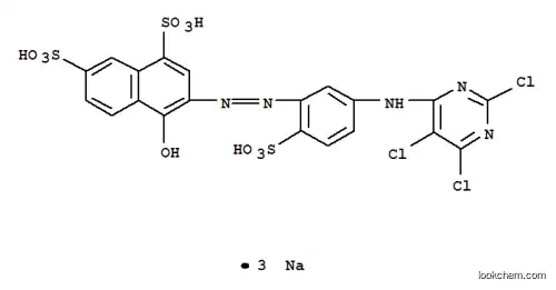 Molecular Structure of 17341-83-2 (4-Hydroxy-3-[[2-sulfo-5-[(2,5,6-trichloro-4-pyrimidinyl)amino]phenyl]azo]-1,7-naphthalenedisulfonic acid trisodium salt)