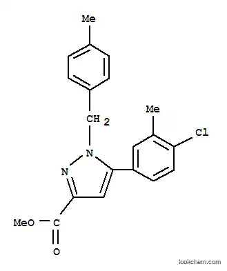 Molecular Structure of 192702-06-0 (1H-Pyrazole-3-carboxylicacid, 5-(4-chloro-3-methylphenyl)-1-[(4-methylphenyl)methyl]-, methyl ester)