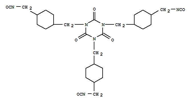 Molecular Structure of 196499-20-4 (1,3,5-Triazine-2,4,6(1H,3H,5H)-trione, 1,3,5-tris[[4-(isocyanatomethyl)cyclohexyl]methyl]-)