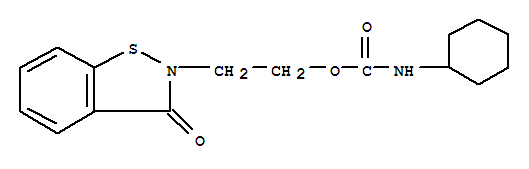 Molecular Structure of 199172-76-4 (Carbamic acid, cyclohexyl-,2-(3-oxo-1,2-benzisothiazol-2(3H)-yl)ethyl ester(9CI))