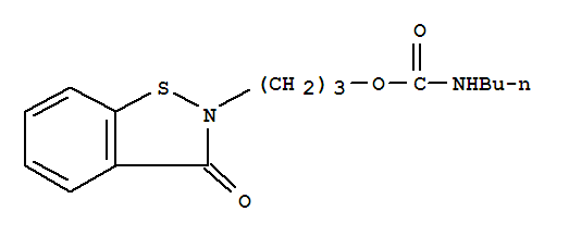 Molecular Structure of 199172-87-7 (Carbamic acid, butyl-, 3-(3-oxo-1,2-benzisothiazol-2(3H)-yl)propyl ester (9CI))