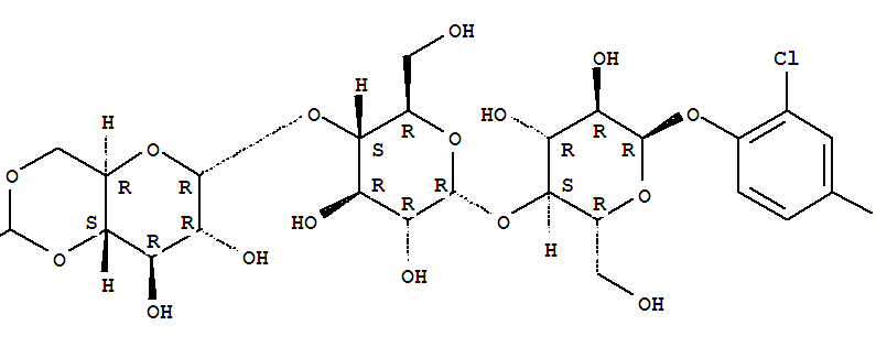 2-Chloro-4-nitrophenyl-O-4,6-O-ethylidene-a-D-glucopyranosyl-(1-4)-O-a-D-glucopyranosyl-(1-4)-a-D-glucopyranoside