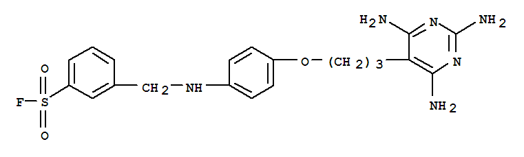 Benzenesulfonyl fluoride, 3-[[[4-[3-(2,4,6-triamino-5-pyrimidinyl)propoxy]phenyl]amino]methyl]-, sulfate (1:1) cas  21779-63-5