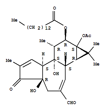 Tetradecanoicacid, (1aR,1bS,4aR,7aS,7bS,8R,9R,9aS)-9a-(acetyloxy)-3-formyl-1a,1b,4,4a,5,7a,7b,8,9,9a-decahydro-4a,7b-dihydroxy-1,1,6,8-tetramethyl-5-oxo-1H-cyclopropa[3,4]benz[1,2-e]azulen-9-ylester