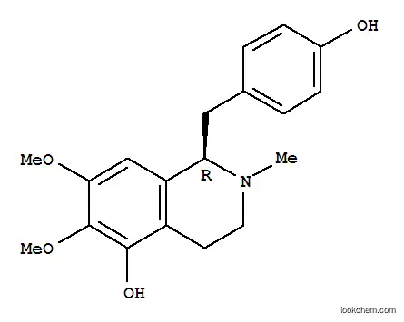 Molecular Structure of 31025-56-6 (5-Isoquinolinol,1,2,3,4-tetrahydro-1-[(4-hydroxyphenyl)methyl]-6,7-dimethoxy-2-methyl-, (1R)-)