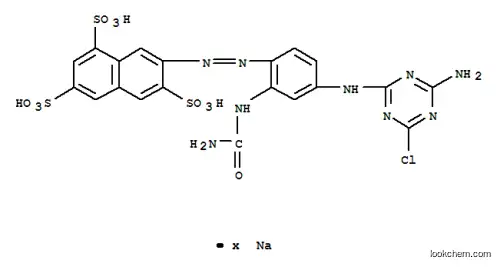 Molecular Structure of 93658-87-8 (7-[[2-[(aminocarbonyl)amino]-4-[(4-amino-6-chloro-1,3,5-triazin-2-yl)amino]phenyl]azo]naphthalene-1,3,6-trisulphonic, acid sodium salt)