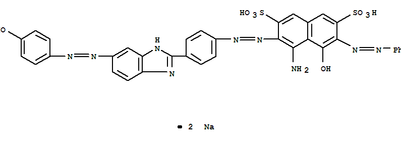 2,7-Naphthalenedisulfonicacid,4-amino-5-hydroxy-3-[2-[4-[6-[2-(4-hydroxyphenyl)diazenyl]-1H-benzimidazol-2-yl]phenyl]diazenyl]-6-(2-phenyldiazenyl)-,sodium salt (1:2)