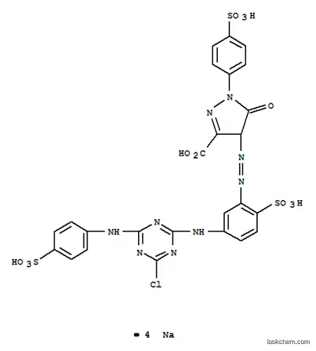 Molecular Structure of 93940-70-6 (tetrasodium 4-[[5-[[4-chloro-6-[(4-sulphonatophenyl)amino]-1,3,5-triazin-2-yl]amino]-2-sulphonatophenyl]azo]-4,5-dihydro-5-oxo-1-(4-sulphonatophenyl)-1H-pyrazole-3-carboxylate)