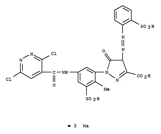 1H-Pyrazole-3-carboxylicacid,1-[5-[[(3,6-dichloro-4-pyridazinyl)carbonyl]amino]-2-methyl-3-sulfophenyl]-4,5-dihydro-5-oxo-4-[2-(2-sulfophenyl)diazenyl]-,sodium salt (1:3)
