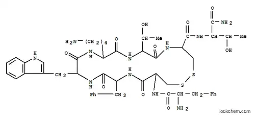 Molecular Structure of 99685-66-2 (L-Threoninamide, D-phenylalanyl-L-cycteingyl-L-phenylalanyl-D-tryptoph yl-L-lysyl-L-threonyl-L-cysteinyl-, cyclic (2-7)-disulfide)