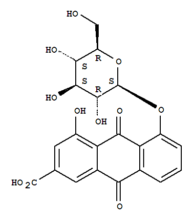2-Anthracenecarboxylicacid, 5-(b-D-glucopyranosyloxy)-9,10-dihydro-4-hydroxy-9,10-dioxo-