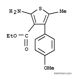 Molecular Structure of 350989-93-4 (3-THIOPHENECARBOXYLIC ACID, 2-AMINO-4-(4-METHOXYPHENYL)-5-METHYL-, ETHYL ESTER)