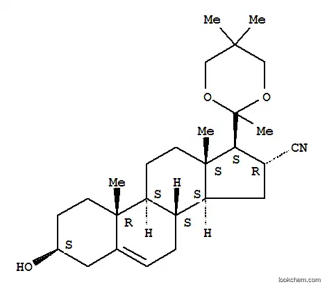 Molecular Structure of 37079-18-8 (Pregn-5-ene-16-carbonitrile,20,20-[(2,2-dimethyl-1,3-propanediyl)bis(oxy)]-3-hydroxy-, (3b,16a)- (9CI))