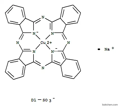 Molecular Structure of 51481-19-7 (Cuprate(1-),[29H,31H-phthalocyanine-C-sulfonato(3-)-kN29,kN30,kN31,kN32]-, sodium(1:1))