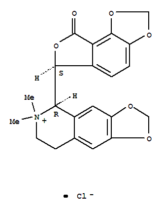 1,3-Dioxolo[4,5-g]isoquinolinium,5-[(6S)-6,8-dihydro-8-oxofuro[3,4-e]-1,3-benzodioxol-6-yl]-5,6,7,8-tetrahydro-6,6-dimethyl-,chloride (1:1), (5R)-(53552-05-9 )