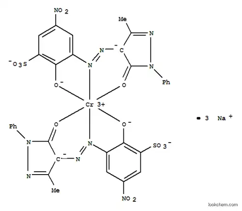 Molecular Structure of 55809-98-8 (Chromate(3-),bis[3-[2-[4,5-dihydro-3-methyl-5-(oxo-kO)-1-phenyl-1H-pyrazol-4-yl]diazenyl-kN1]-2-(hydroxy-kO)-5-nitrobenzenesulfonato(3-)]-,sodium (1:3))