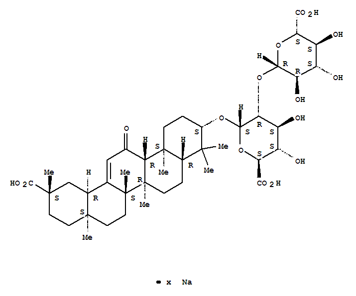 a-D-Glucopyranosiduronic acid, (3b,20b)-20-carboxy-11-oxo-30-norolean-12-en-3-yl2-O-b-D-glucopyranuronosyl-, sodium salt(1:?)(56649-78-6)