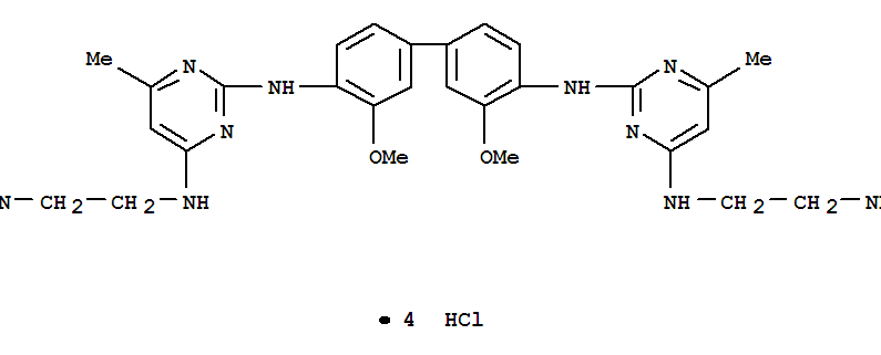 Pyrimidine,2,2'-[(3,3'-dimethoxy-4,4'-biphenylylene)diimino]bis[4-[[2-(diethylamino)ethyl]amino]-6-methyl-,tetrahydrochloride (7CI,8CI)