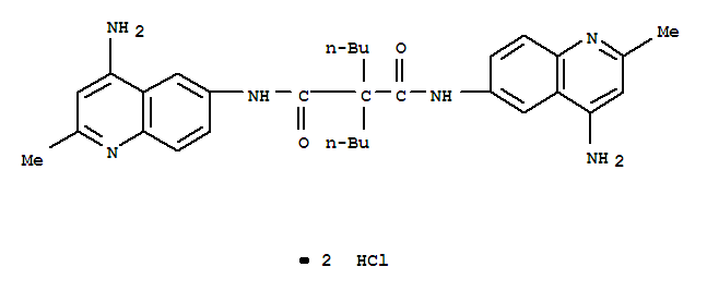 Propanediamide,N1,N3-bis(4-amino-2-methyl-6-quinolinyl)-2,2-dibutyl-, hydrochloride (1:2) cas  6941-38-4