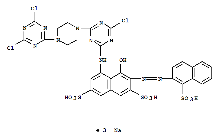 2,7-Naphthalenedisulfonicacid,5-[[4-chloro-6-[4-(4,6-dichloro-1,3,5-triazin-2-yl)-1-piperazinyl]-1,3,5-triazin-2-yl]amino]-4-hydroxy-3-[2-(1-sulfo-2-naphthalenyl)diazenyl]-, sodium salt (1:3)