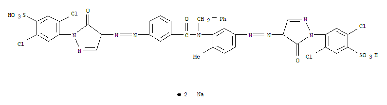 Benzenesulfonic acid,2,5-dichloro-4-[4-[2-[3-[[3-[2-[1-(2,5-dichloro-4-sulfophenyl)-4,5-dihydro-5-oxo-1H-pyrazol-4-yl]diazenyl]benzoyl](phenylmethyl)amino]-4-methylphenyl]diazenyl]-4,5-dihydro-5-oxo-1
