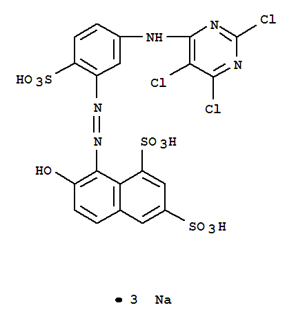 1,3-NAPHTHALENEDISULFONIC ACID 7-HYDROXY-8-[[2-SULFO-5-[(2,5,6-TRICHLORO-PYRIMIDIN-4-YL)AMINO]PHENYL]AZO]-,TRISODIUM SALT
