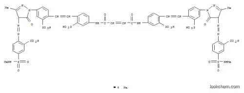 Molecular Structure of 72152-53-5 (Benzoicacid,2,2'-[(1,4-dioxo-2-butene-1,4-diyl)bis[imino(2-sulfo-4,1-phenylene)-2,1-ethenediyl(3-sulfo-4,1-phenylene)(4,5-dihydro-3-methyl-5-oxo-1H-pyrazole-1,4-diyl)-2,1-diazenediyl]]bis[5-[(methylamino)sulfonyl]-,sodium salt (1:6))