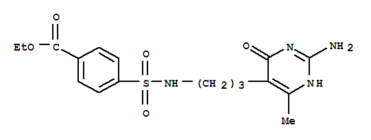Benzoicacid,4-[[[3-(2-amino-1,6-dihydro-4-methyl-6-oxo-5-pyrimidinyl)propyl]amino]sulfonyl]-,ethyl ester cas  7377-28-8