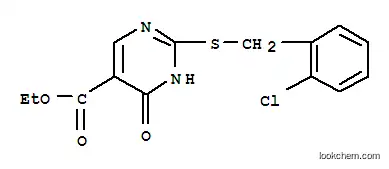 Molecular Structure of 7400-03-5 (Ethyl 2-[(2-chlorobenzyl)sulfanyl]-4-hydroxy-5-pyrimidinecarboxylate)