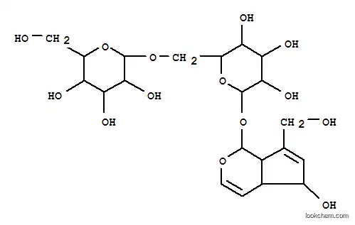 Molecular Structure of 78392-84-4 ((2S,3S,4R,5R,6S)-6-{[(4aS,7aR)-7-(hydroxymethyl)-1,4a,5,7a-tetrahydrocyclopenta[c]pyran-1-yl]oxy}-2-({[(2R,3R,4S,5S,6R)-3,4,5-trihydroxy-6-(hydroxymethyl)tetrahydro-2H-pyran-2-yl]oxy}methyl)tetrahydro-2H-pyran-2,3,4,5-tetrol (non-preferred name))