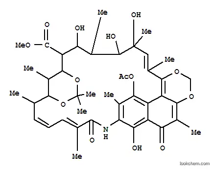 Molecular Structure of 80901-81-1 (methyl 7-(acetyloxy)-5,23,25,26-tetrahydroxy-4,8,12,16,19,19,24,26,28,29-decamethyl-11,30-dioxo-10,11,16,17,21,22,23,24,25,26-decahydro-6,9:17,21-dimethano[1,3]dioxino[4,5,6-wx][12,14,4]benzodioxazacyclopentacosine-22-carboxylate)