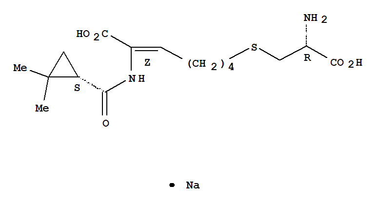 2-Heptenoicacid,7-[[(2R)-2-amino-2-carboxyethyl]thio]-2-[[[(1S)-2,2-dimethylcyclopropyl]carbonyl]amino]-,sodium salt (1:1), (2Z)-