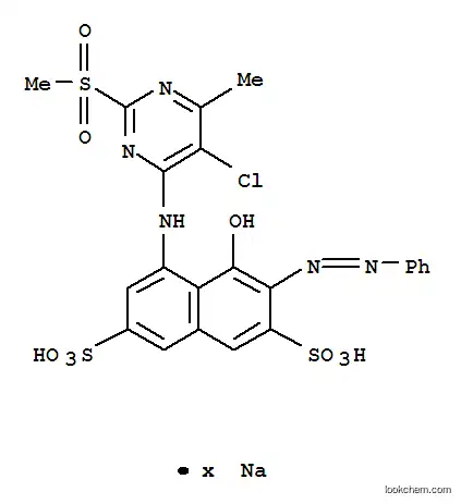 Molecular Structure of 83400-15-1 (5-[[5-chloro-6-methyl-2-(methylsulphonyl)-4-pyrimidinyl]amino]-4-hydroxy-3-(phenylazo)naphthalene-2,7-disulphonic acid, sodium salt)