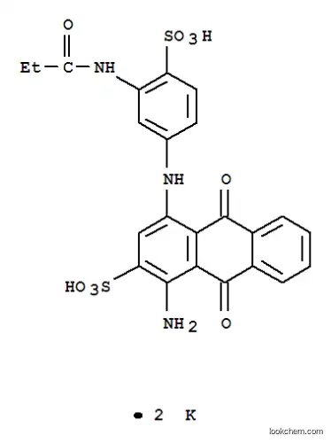 Molecular Structure of 84852-26-6 (dipotassium 1-amino-9,10-dihydro-9,10-dioxo-4-[[3-[(1-oxopropyl)amino]-4-sulphonatophenyl]amino]anthracene-2-sulphonate)