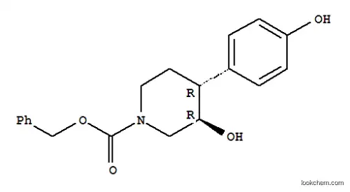 Molecular Structure of 857278-37-6 (Benzyl(3R,4R)-3-hydroxy-4-(4-hydroxyphenyl)piperidine-1-carboxylate)