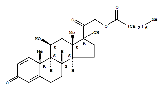 Pregna-1,4-diene-3,20-dione,11,17-dihydroxy-21-[(1-oxooctyl)oxy]-, (11b)- (9CI)