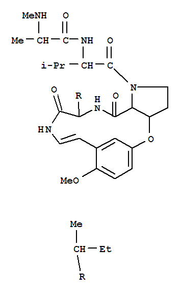 Isoleucine,N-methylalanylvalyl-3-[3-(2-aminoethenyl)-4-methoxyphenoxy]prolyl-, (4®3)-lactam