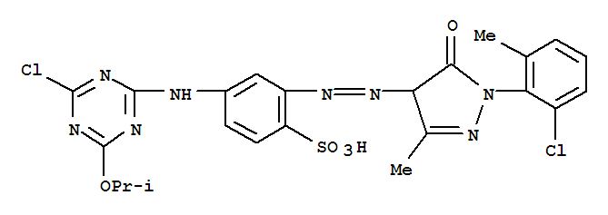 Benzenesulfonicacid,4-[[4-chloro-6-(1-methylethoxy)-1,3,5-triazin-2-yl]amino]-2-[2-[1-(2-chloro-6-methylphenyl)-4,5-dihydro-3-methyl-5-oxo-1H-pyrazol-4-yl]diazenyl]-