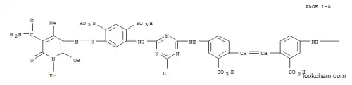Molecular Structure of 93942-67-7 (1,3-Benzenedisulfonicacid,4,4'-[1,2-ethenediylbis[(3-sulfo-4,1-phenylene)imino(6-chloro-1,3,5-triazine-4,2-diyl)imino]]bis[6-[[5-(aminocarbonyl)-1-ethyl-1,6-dihydro-2-hydroxy-4-methyl-6-oxo-3-pyridinyl]azo]-(9CI))