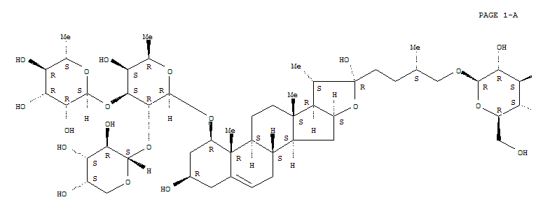 b-D-Galactopyranoside, (1b,3b,22a,25S)-26-(b-D-glucopyranosyloxy)-3,22-dihydroxyfurost-5-en-1-yl O-a-L-arabinopyranosyl-(1?2)-O-[6-deoxy-a-L-mannopyranosyl-(1?3)]-6-deoxy-