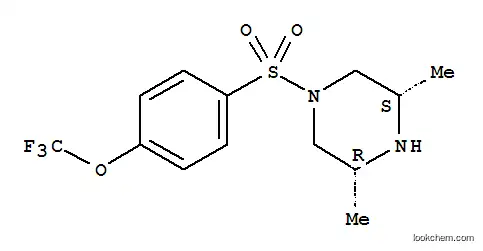 Molecular Structure of 958243-69-1 (Piperazine,3,5-dimethyl-1-[[4-(trifluoromethoxy)phenyl]sulfonyl]-, (3R,5S)-rel-)