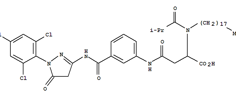 N-(3-(((4,5-Dihydro-5-oxo-1-(2,4,6-trichlorophenyl)-1H-pyrazol-3-yl)amino)carbonyl)phenyl)-N2-(2-methylpropionyl)-N2-octadecyl-DL-asparagine
