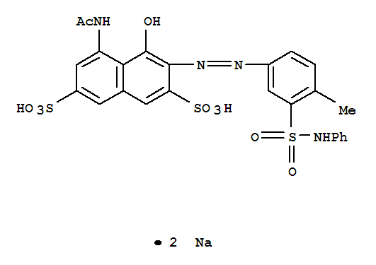 Disodium 5-(acetylamino)-4-hydroxy-3-((4-methyl-3-((phenylamino)sulphonyl)phenyl)azo)naphthalene-2,7-disulphonate