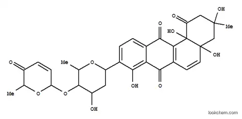 Molecular Structure of 99260-66-9 ((3R)-9-[4-O-[(2R,6S)-5,6-Dihydro-6-methyl-5-oxo-2H-pyran-2-yl]-2,6-dideoxy-β-D-arabino-hexopyranosyl]-3,4,4a,12b-tetrahydro-3α,4aα,8,12bα-tetrahydroxy-3-methylbenz[a]anthracene-1,7,12(2H)-trione)