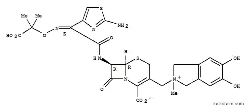 Molecular Structure of 105358-77-8 ((6S,7S)-7-{[(2E)-2-(2-amino-1,3-thiazol-4-yl)-2-{[(2-carboxypropan-2-yl)oxy]imino}acetyl]amino}-3-[(5,6-dihydroxy-2-methyl-1,3-dihydro-2H-isoindolium-2-yl)methyl]-8-oxo-5-thia-1-azabicyclo[4.2.0]oct-2-ene-2-carboxylate)