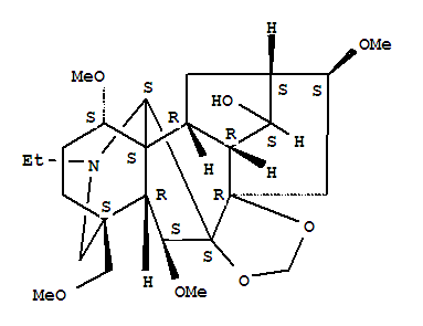 Molecular Structure of 106982-82-5 (Aconitan-14-ol,20-ethyl-1,6,16-trimethoxy-4-(methoxymethyl)-7,8-[methylenebis(oxy)]-, (1a,6b,14a,16b)-)