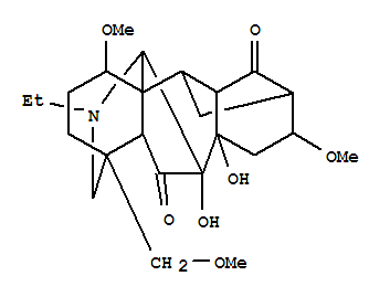 Molecular Structure of 106982-87-0 (Aconitane-6,14-dione,20-ethyl-7,8-dihydroxy-1,16-dimethoxy-4-(methoxymethyl)-, (1a,16b)- (9CI))