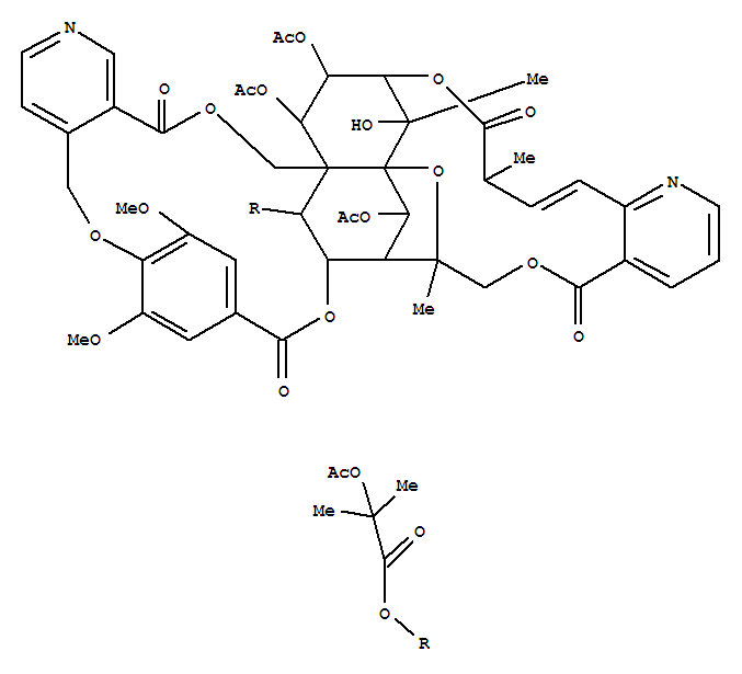 Molecular Structure of 106999-79-5 (Propanoic acid,2-(acetyloxy)-2-methyl-,(8R,9R,10R,26R,27S,28S,29S,32S,33Z,35R,36R,37R,39S)-35,36,37-tris(acetyloxy)-7,8,9,10,18,23,28,29,31,34-decahydro-28-hydroxy-15,40-dimethoxy-8,28,32-trimethyl-5,12,23,31-tetraoxo-8,27-epoxy-26,29-ethano-13,16-etheno-9,27:10,26-dimethano-5H,12H,25H-[1,6,12,17,23]pentaoxacyclotriacontino[28,29-b:15,14-c']dipyridin-39-ylester (9CI))