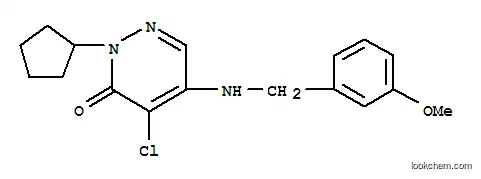 Molecular Structure of 107186-20-9 (4-chloro-2-cyclopentyl-5-[(3-methoxybenzyl)amino]pyridazin-3(2H)-one)